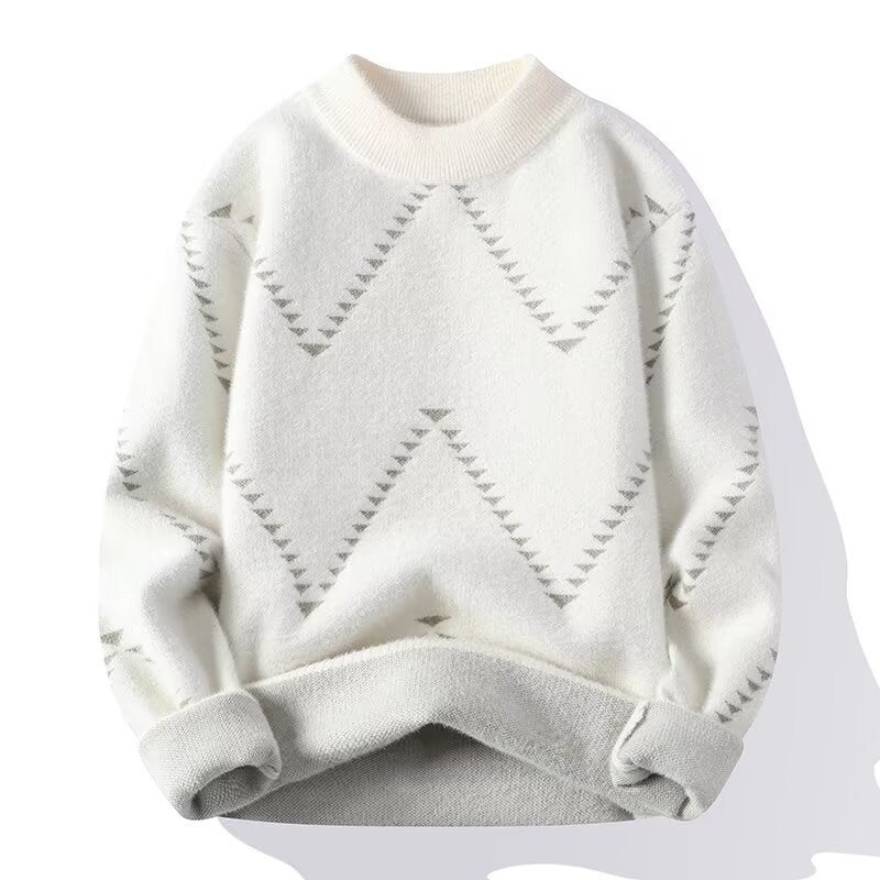 Damen Gemütlicher Strickpullover mit modernem Wellenmuster Drune