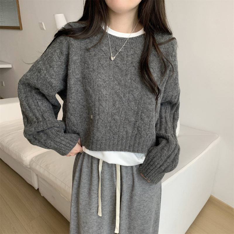 Damen Grobstrickpullover mit lässigem Schnitt und Zopfmuster Drune