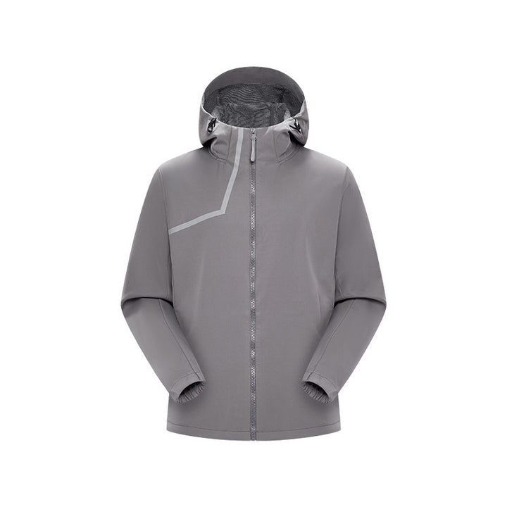 Herren Technische Softshelljacke mit verstellbarer Kapuze und winddichter Membran Drune
