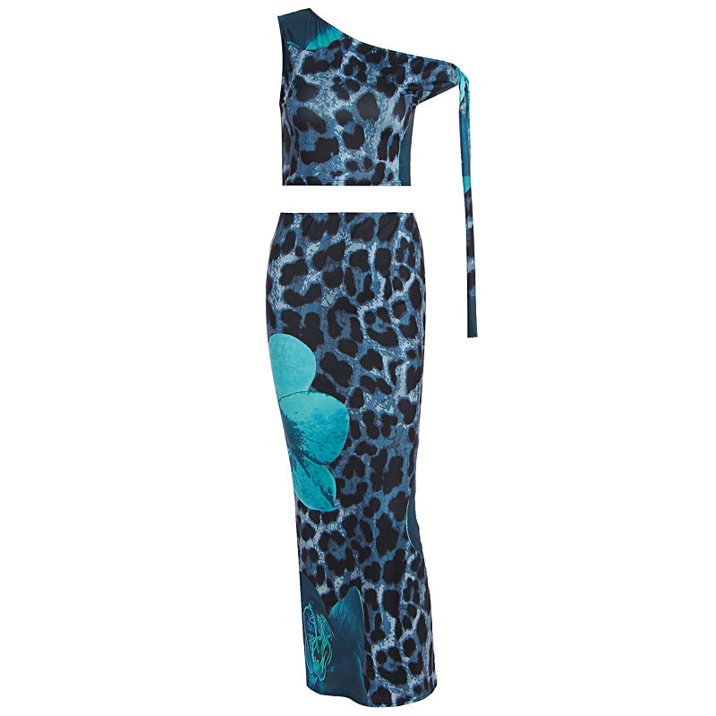 Damen Figurumspielendes Maxikleid mit asymmetrischem Schulterdesign und floralem Muster Drune