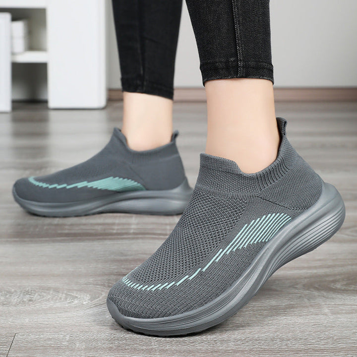 Damen Bequeme und atmungsaktive Slip-On Sneakers mit nahtloser Strick-Oberfläche Drune
