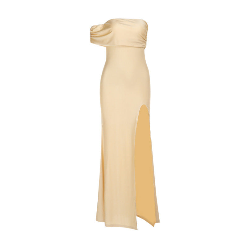 Damen elegantes Maxikleid mit verführerischem Schlitz und romantischem Wickeldetail Drune