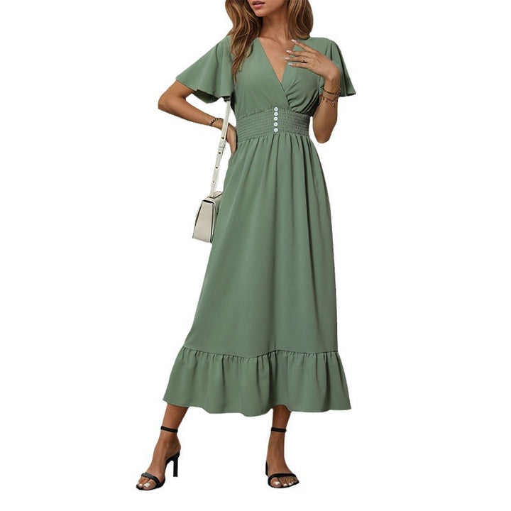 Damen Elegant fließendes Maxikleid Drune