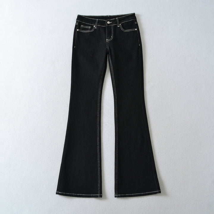 Damen Flared-Jeans mit dekorativer Mittelnaht und Kontrastnähten Drune