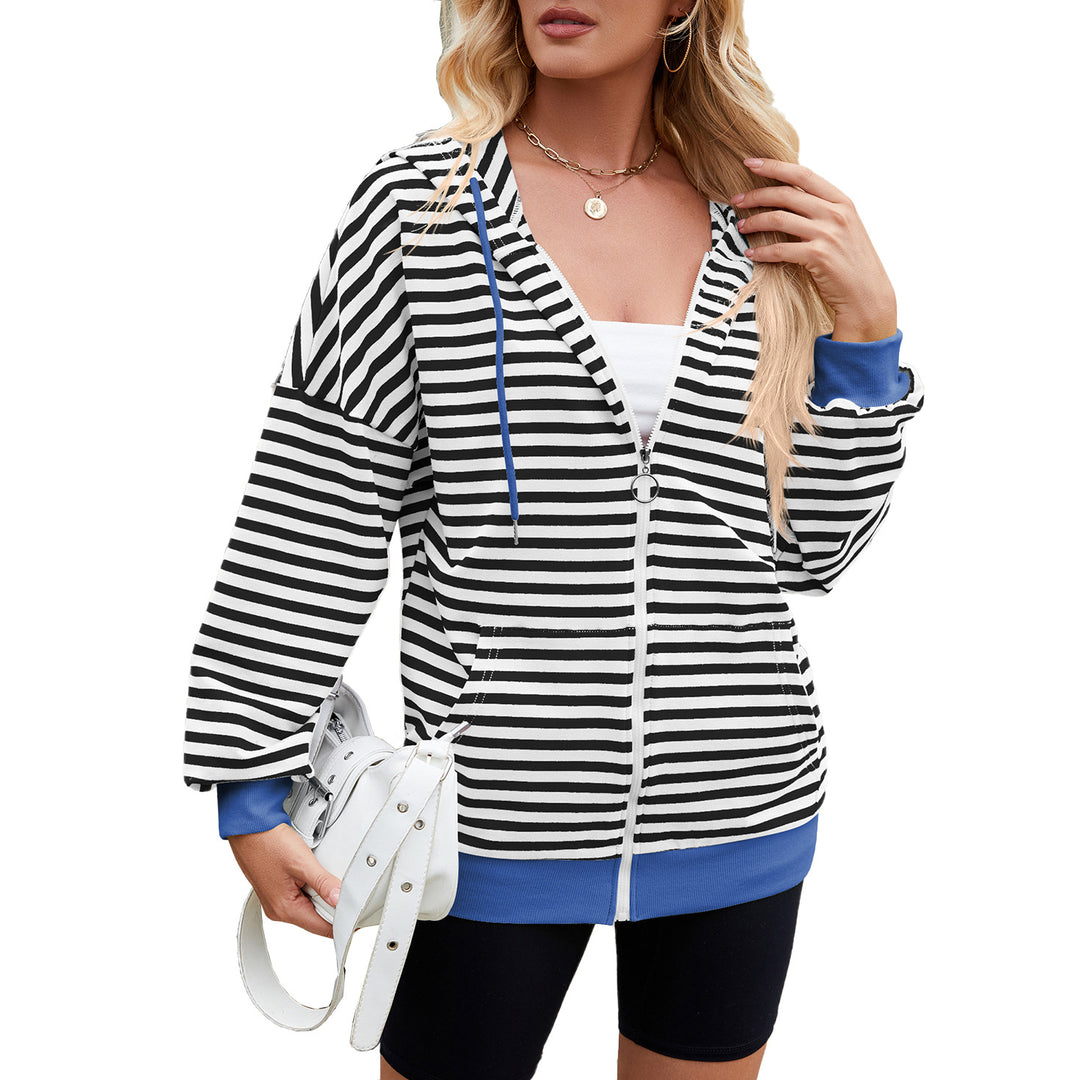 Damen lässiger Freizeit Hoodie mit modischen Streifen und praktischen Taschen Drune