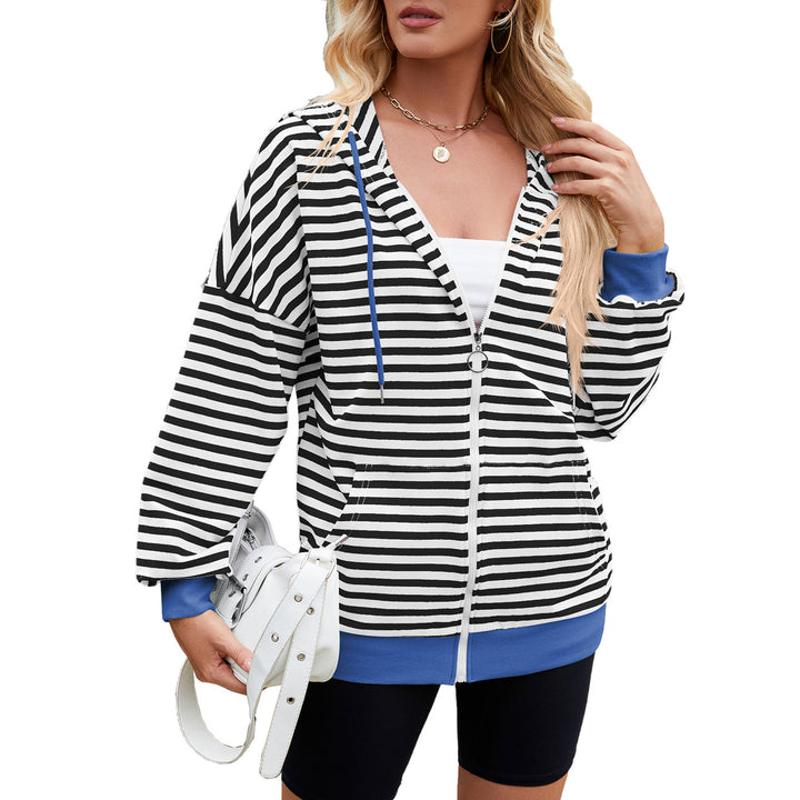 Damen lässiger Freizeit Hoodie mit modischen Streifen und praktischen Taschen Drune