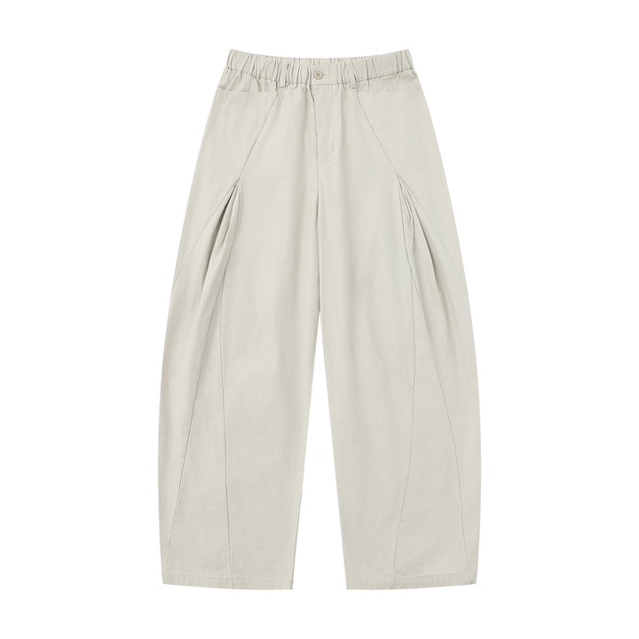 Damen Weite Culotte-Hose mit dekorativen Falten und elastischem Bund Drune