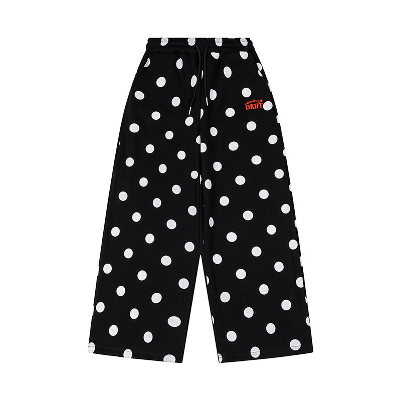 Damen Weite Culotte-Sweathose mit elastischem Komfortbund und Polka-Dot-Print Drune