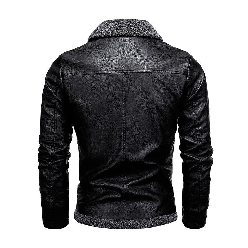 Herren Aviator-Kunstlederjacke mit vollem Sherpa-Innenfutter und Reißverschluss Drune