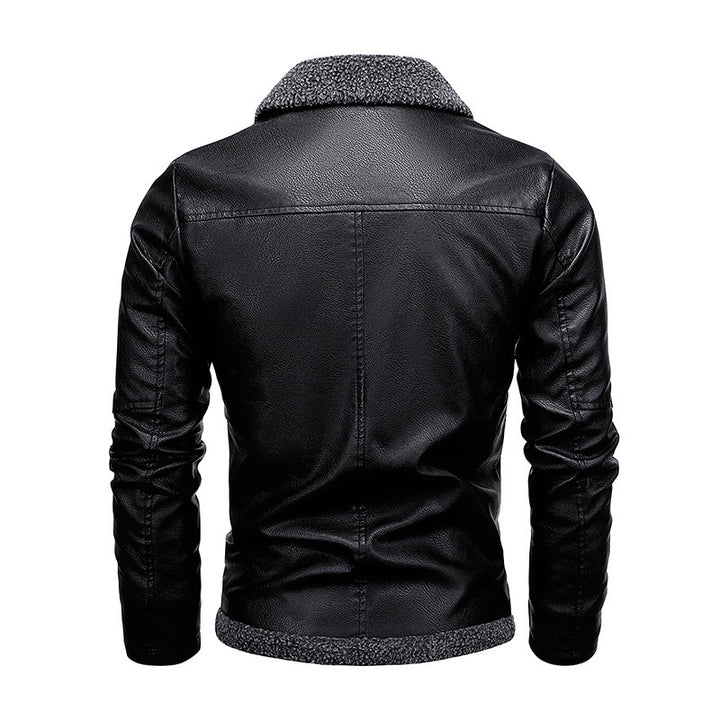 Herren Aviator-Kunstlederjacke mit vollem Sherpa-Innenfutter und Reißverschluss Drune