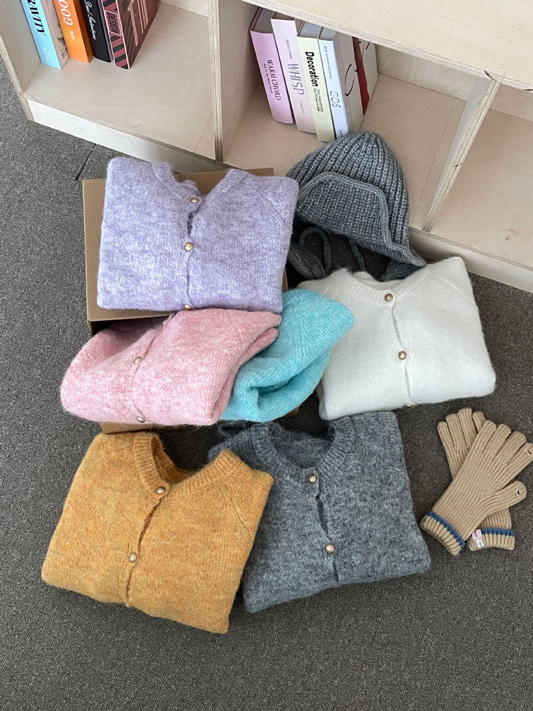 Damen Flauschiger Strickcardigan mit komfortablem Rundhalsausschnitt und echten Knöpfen Drune