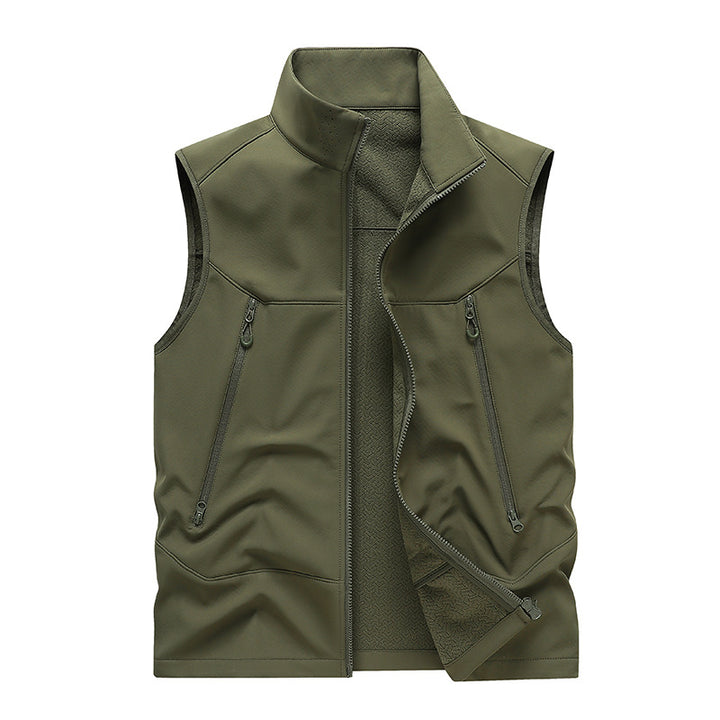 Herren Wasserabweisende Softshell-Weste mit Stehkragen, Reißverschlusstaschen & Atmungsaktivem Futter Drune