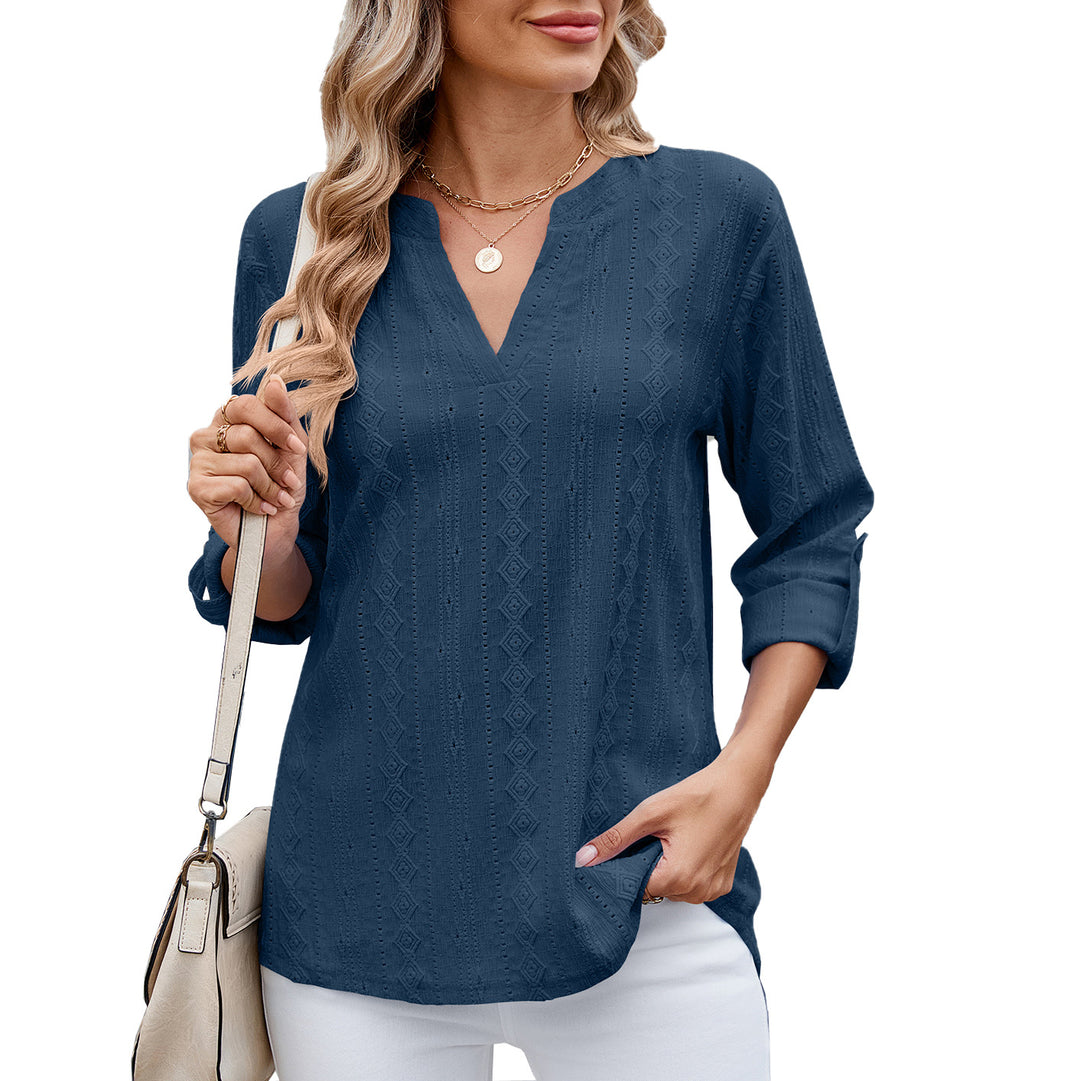 Damen Elegantes und luftiges Blusenshirt mit V-Ausschnitt Drune