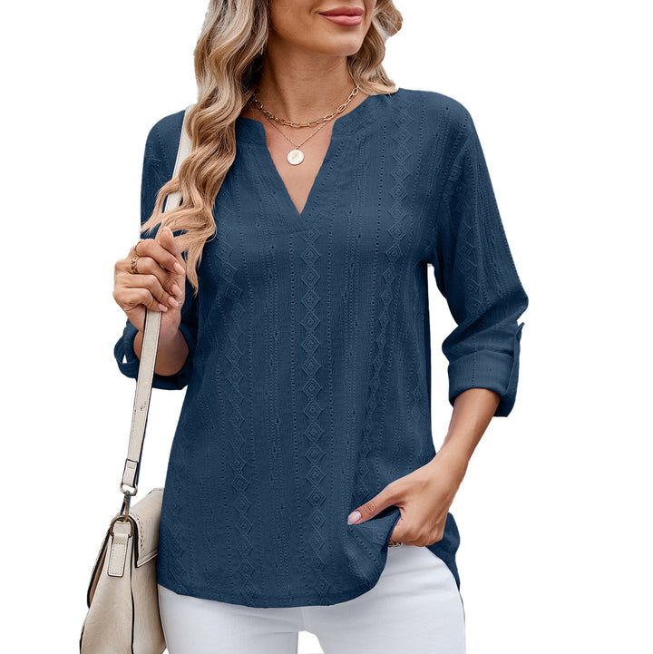 Damen Elegantes und luftiges Blusenshirt mit V-Ausschnitt Drune