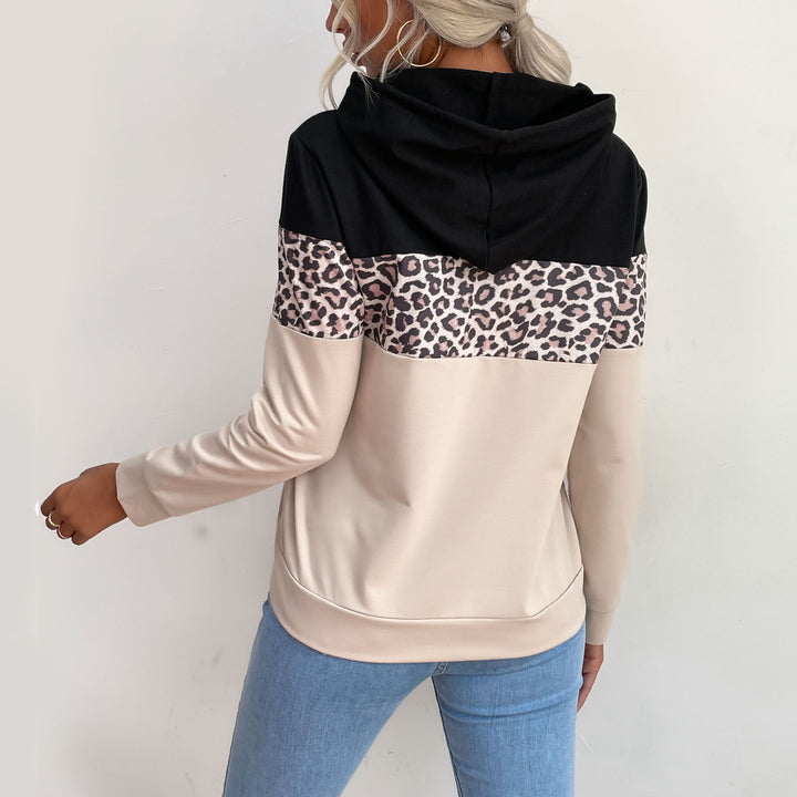 Damen Kapuzenpullover mit modischem Leoparden-Muster und sportlicher Passform Drune
