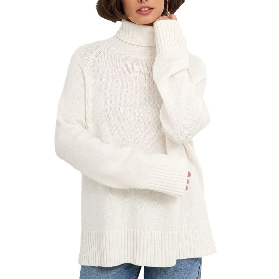 Damen Unifarbenes Rollkragenpullover aus hochwertiger Wolle Drune