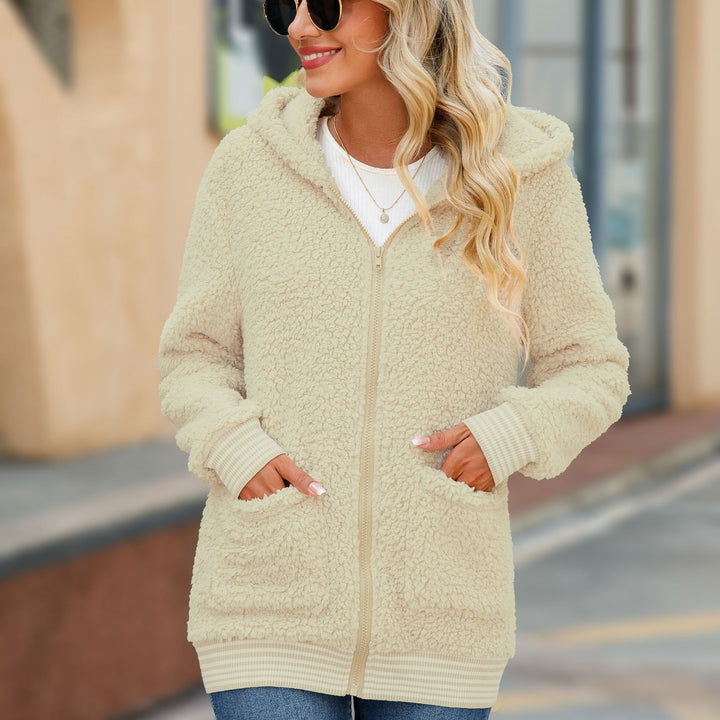 Damen Flauschige Kapuzenjacke mit praktischen Taschen und modernem Schnitt Drune