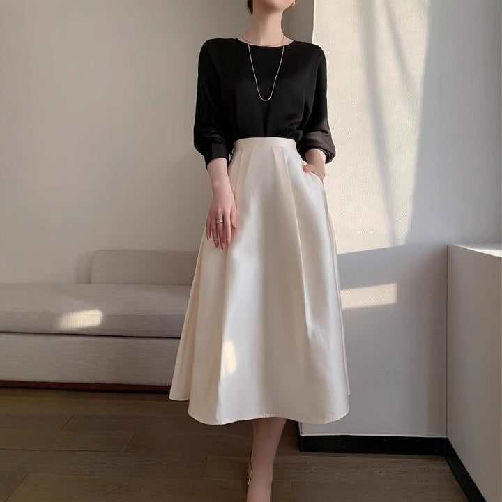 Damen Elegante und fließende Midikleid Drune