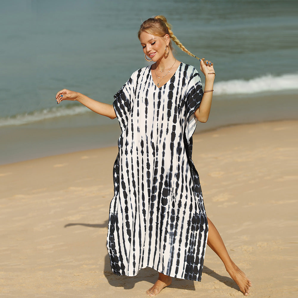 Damen Strandkleid mit modernem Batikmuster und lässigem Schnitt Drune