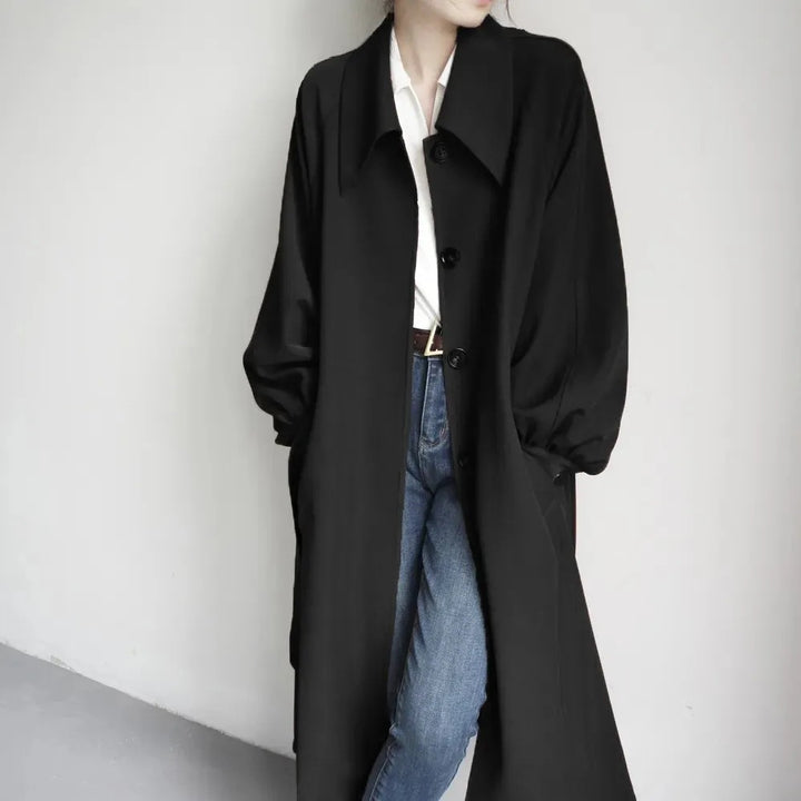 Damen Lange modische Jacke mit großem Kragen Drune