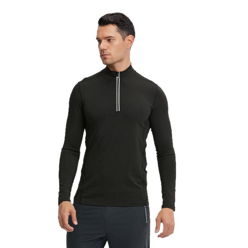 Herren Atmungsaktives Funktions-Langarmshirt mit halbem Reißverschluss und sportlichem Slim-Fit Drune