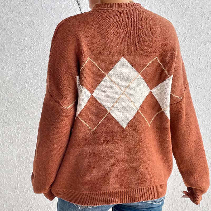 Drune | Geometrischer Strickpullover Mit Farbkontrasten