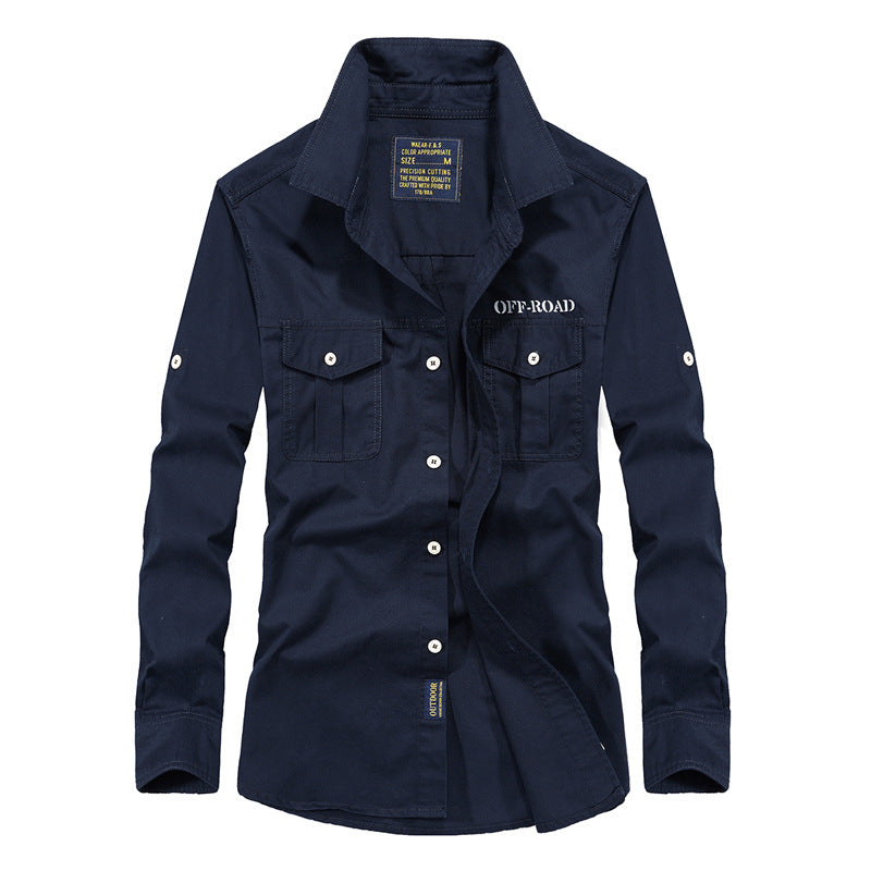 Herren Utility-Fieldhemd mit Brustpattentaschen und aufrollbaren Ärmeln Drune