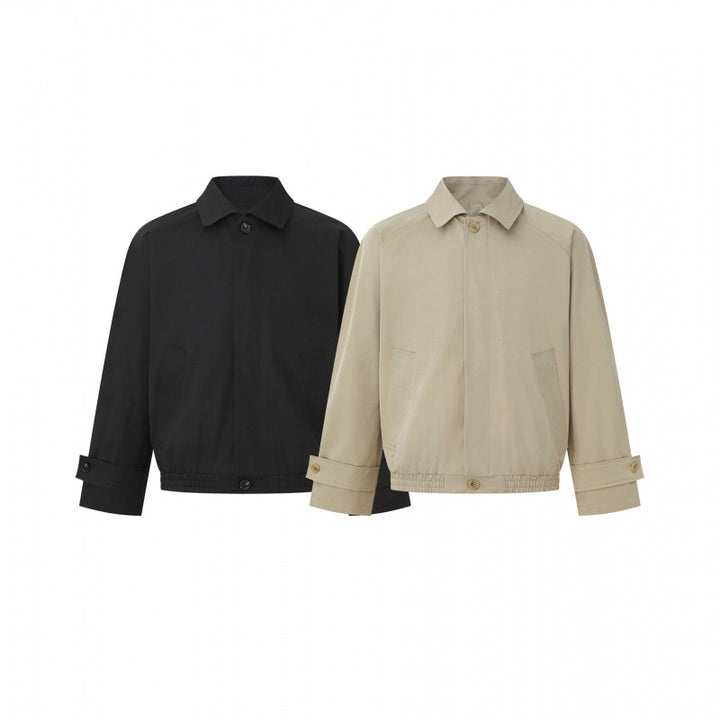 Herren Kurz geschnittene kastige Harrington-Jacke mit verdeckter Knopfleiste, elastischem Saum und verstellbaren Manschetten Drune
