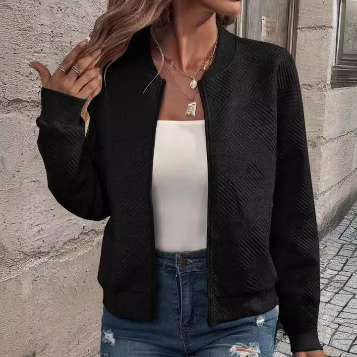 Damen lässige Zip-Jacke mit strukturiertem Design Drune