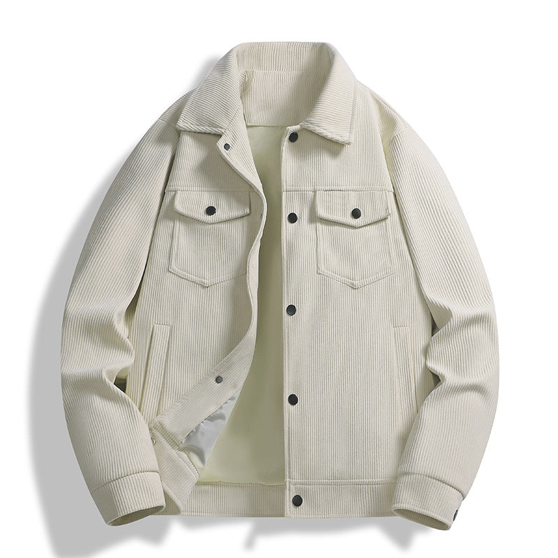 Herren Strukturierte Overshirt-Jacke mit wattierter Innenfütterung und Druckknopfblende Drune