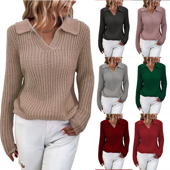 Damen Strickpullover mit strukturiertem Design und modernem V-Ausschnitt Drune