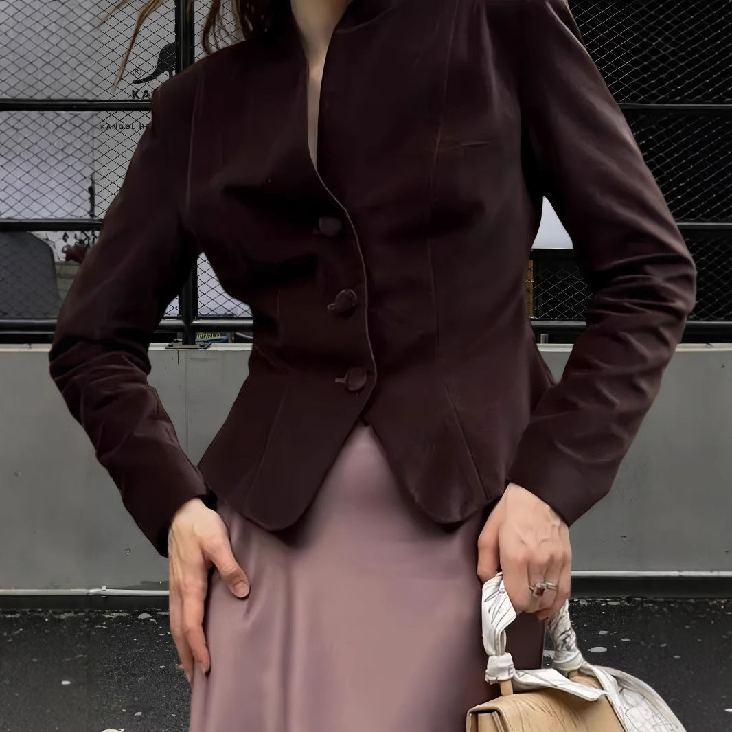 Damen elegante Blazerjacke mit tailliertem Schnitt Drune