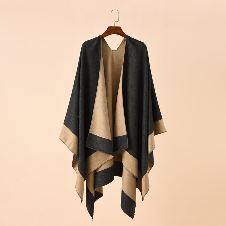 Damen Wendbarer Poncho-Cape aus Kaschmir-Mix mit Oversize-Schnitt Drune