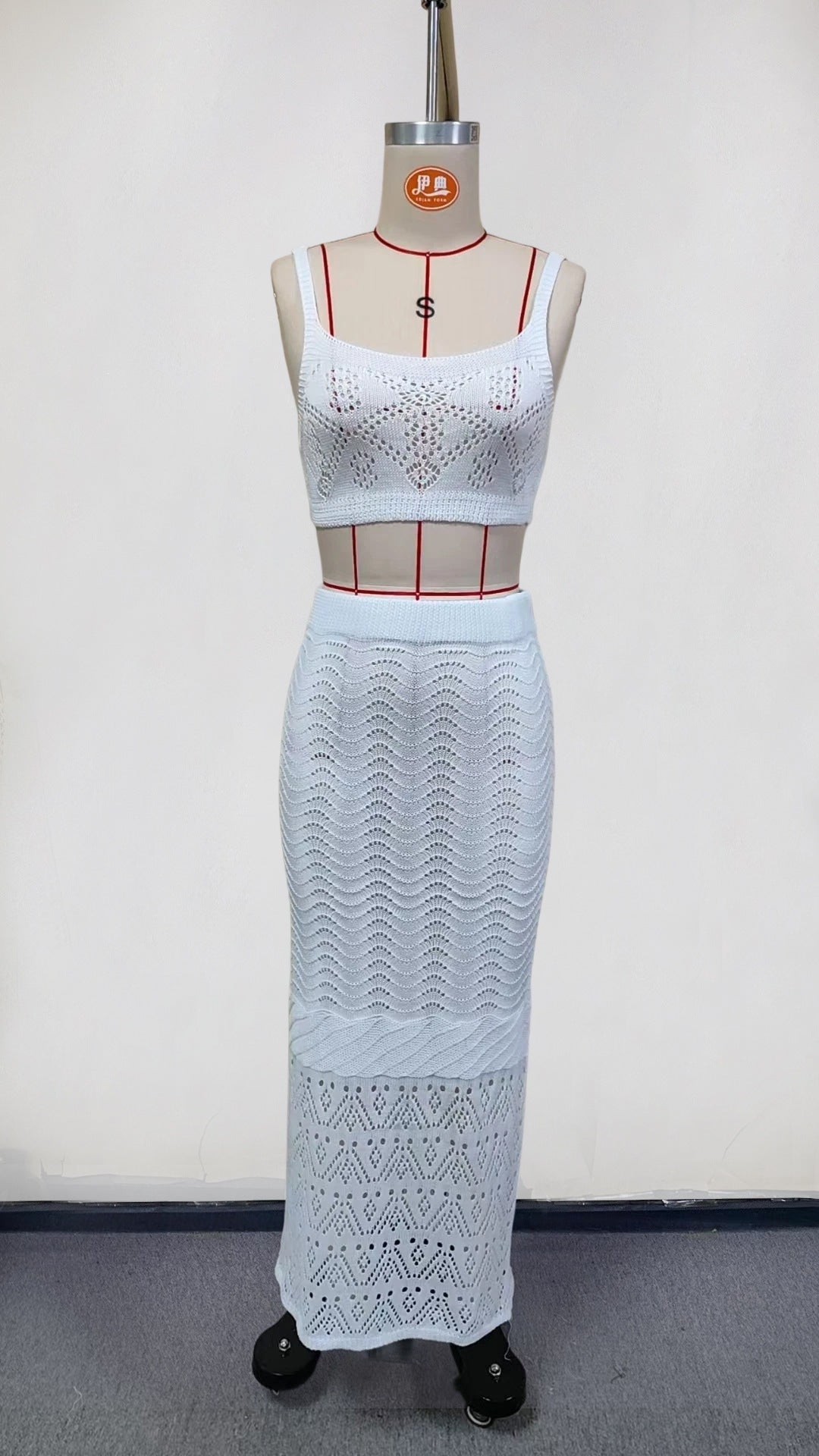 Damen Stricktop und Rock Set Drune