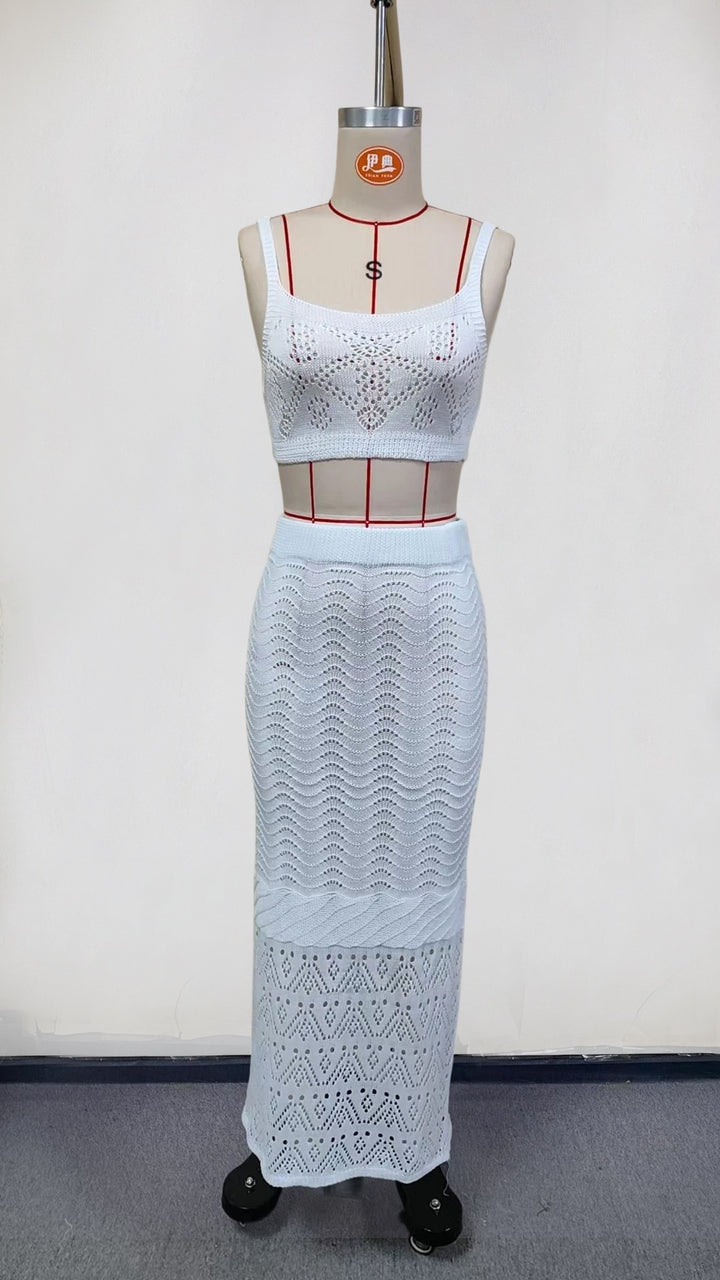 Damen Stricktop und Rock Set Drune