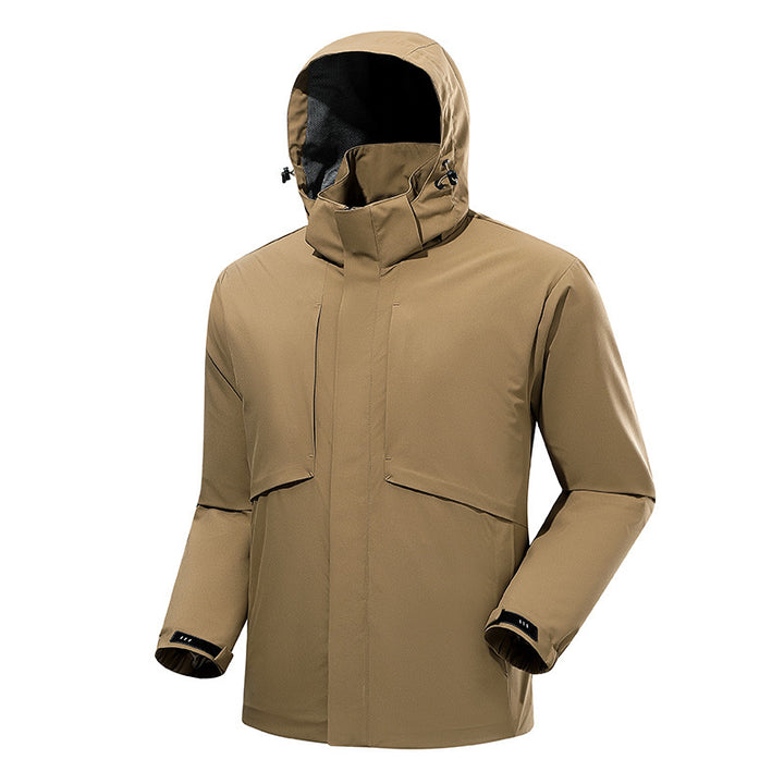 Herren Wasserdichter Tech-Parka mit hohem Stehkragen, verstellbarer Sturmkapuze und getapten Nähten Drune
