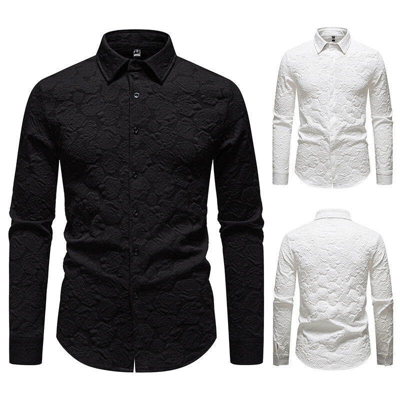 Herren Langarmhemd mit strukturiertem Design Drune