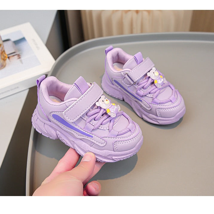 Damen Sportliche Kindersneaker mit niedlichen Tierapplikationen und hochelastischem Klettverschluss Drune