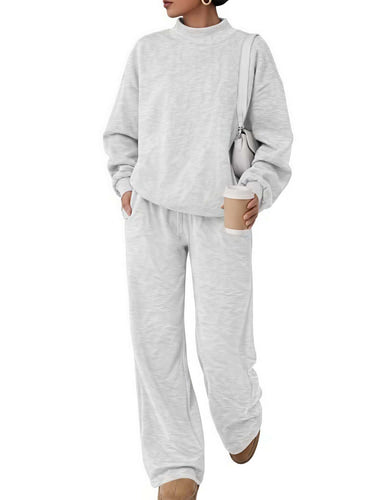 Damen Lässiges Lounge-Set mit hohem Stehkragen und weiter Jogginghose Drune
