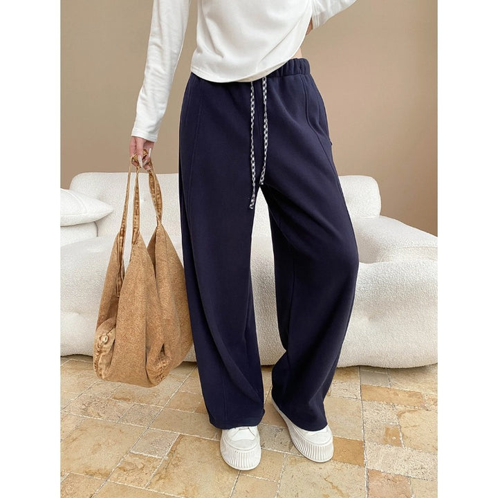 Damen lässige weite Jogginghose mit hohem Taillenbund und praktischen Taschen Drune