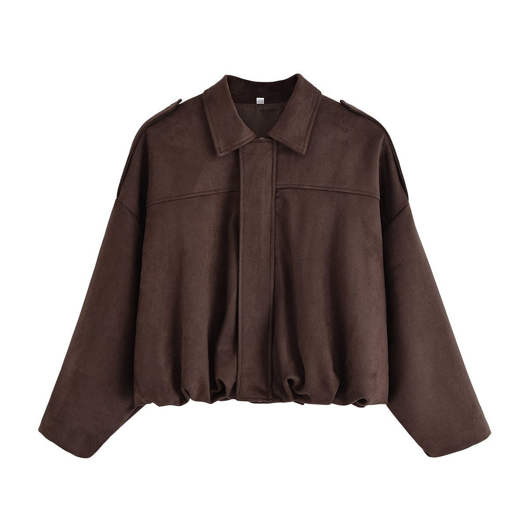 Damen Oversize Wildlederimitat-Kurzjacke Drune