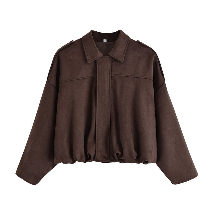 Damen Oversize Wildlederimitat-Kurzjacke Drune