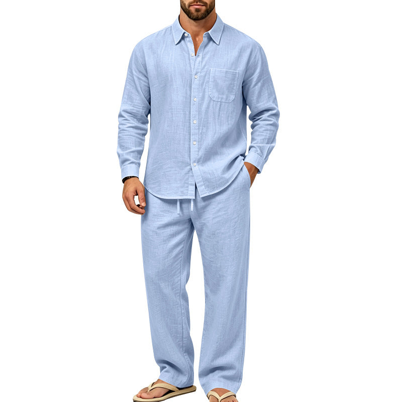 Herren legeres Leinen-Hemd mit weiter Lounge-Hose Drune