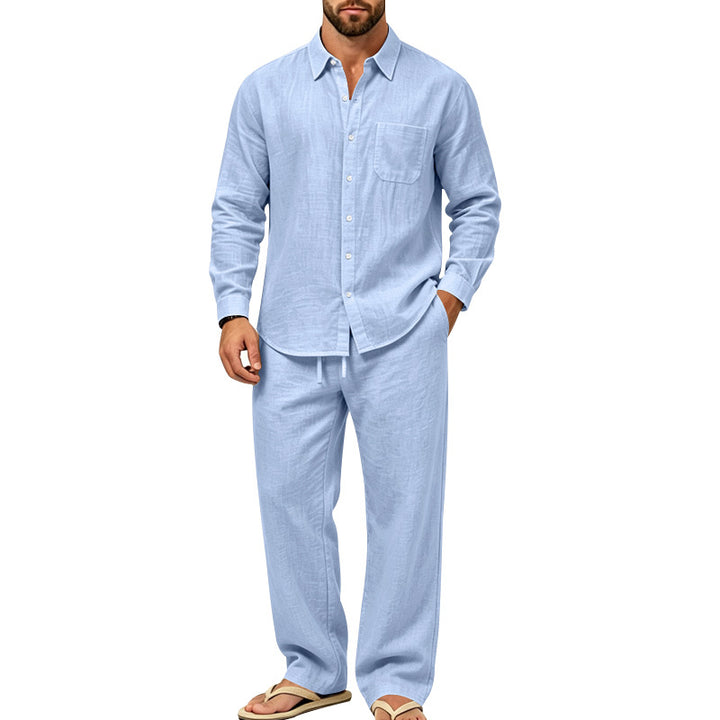 Herren legeres Leinen-Hemd mit weiter Lounge-Hose Drune