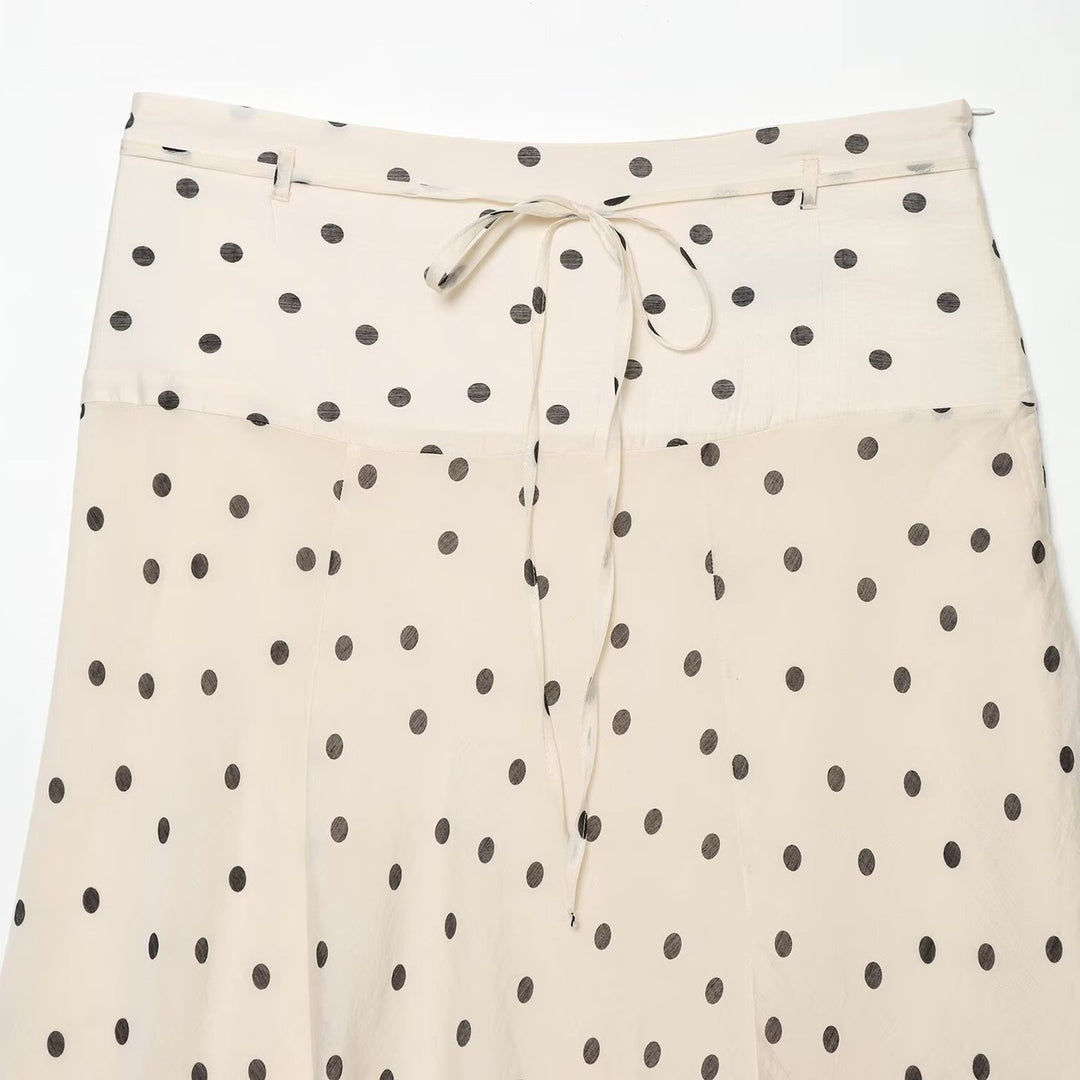 Damen Leichter Midirock mit hoher Taille, A‑Linie und Bindegürtel Drune
