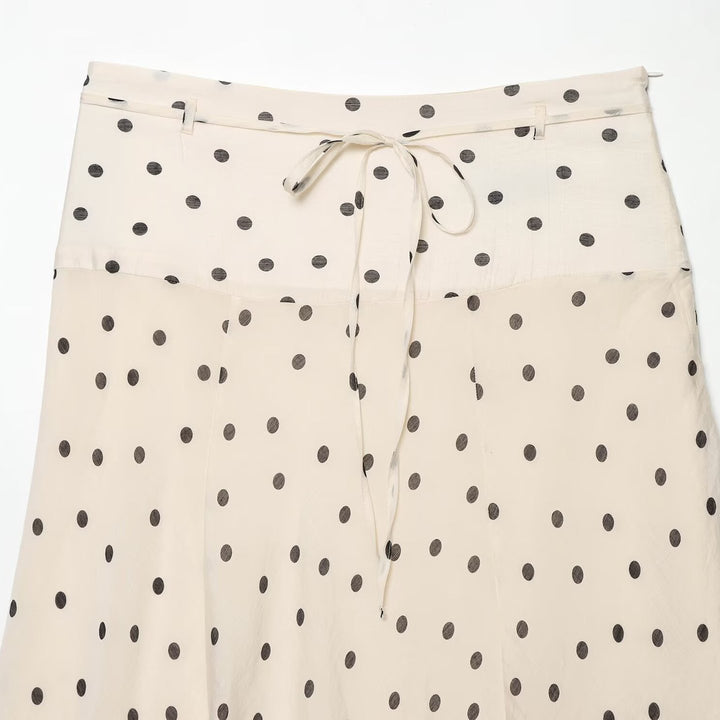 Damen Leichter Midirock mit hoher Taille, A‑Linie und Bindegürtel Drune