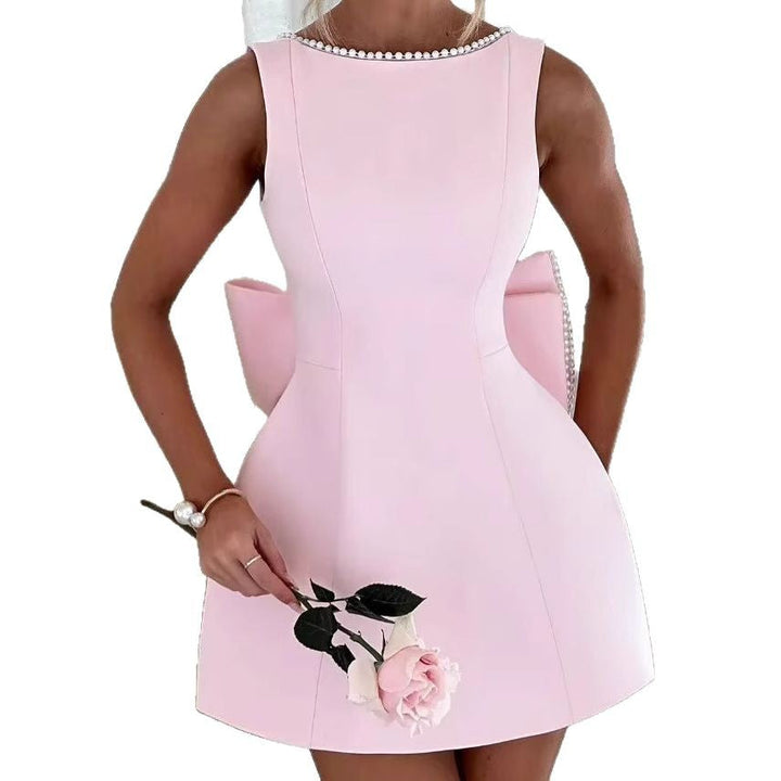 Damen A-Linien Cocktailkleid mit Perlenverzierung Drune