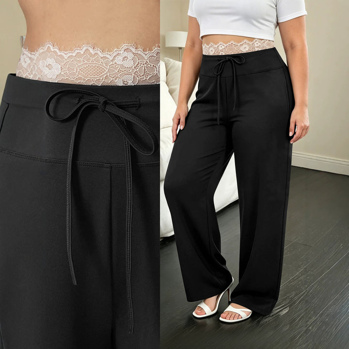 Damen High-Waist Palazzohose mit formendem Taillenbund und atmungsaktivem Stretch Drune