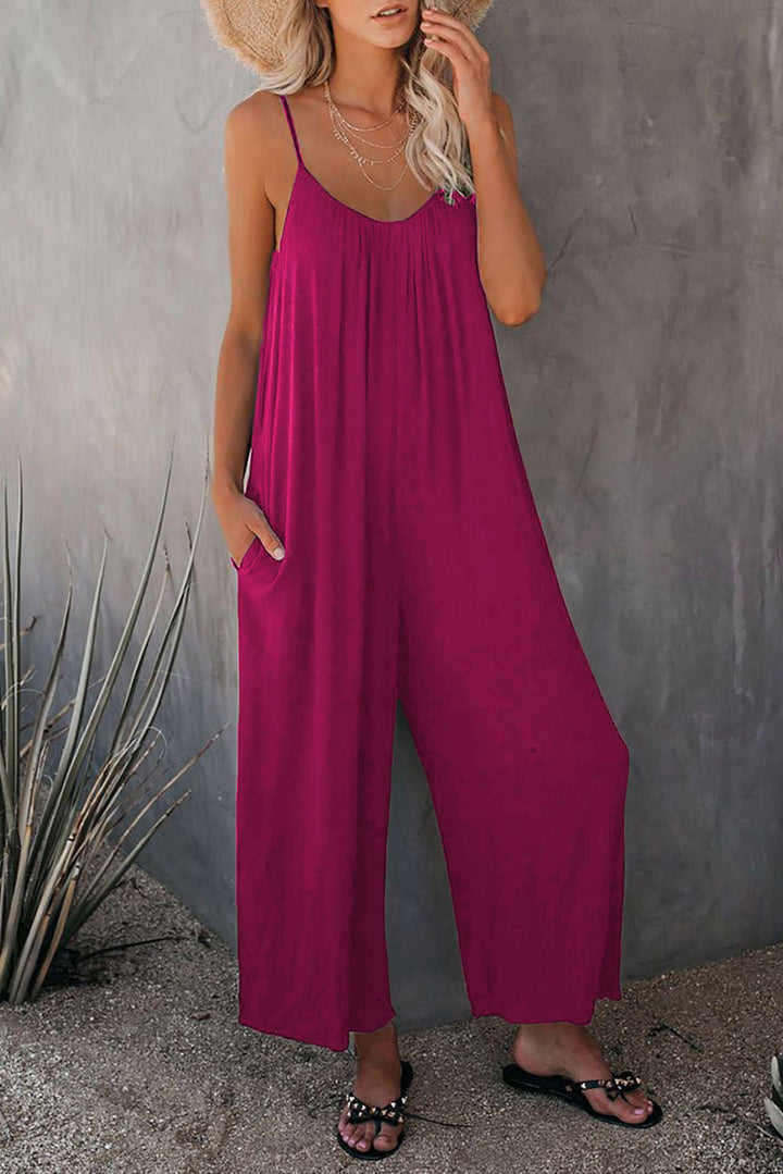 Damen Lässiger Sommer-Jumpsuit mit tiefem Ausschnitt und praktischen Taschen Drune