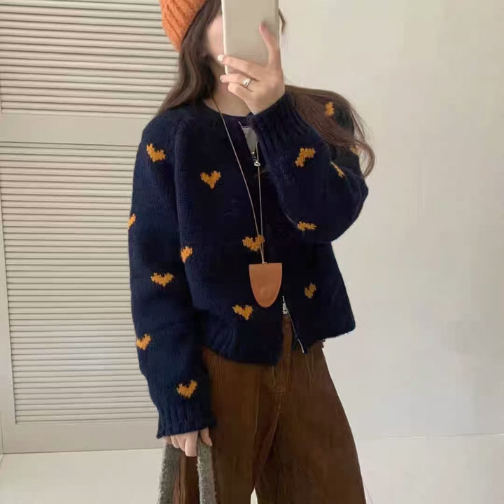 Damen Strickjacke mit Herzmotiv und lässigem Schnitt Drune